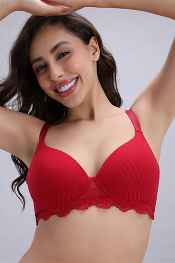 Buy Zivame Padded Non Wired 3/4th Coverage T-Shirt Bra - Wine