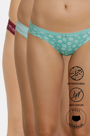 Buy Zivame Low Rise Anti-Microbial Bikini Panty (Pack of 3) - Assorted