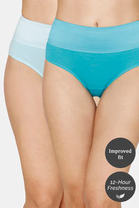 Buy Zivame Tummy Tucker Hipster High Rise Anti-Microbial Panty (Pack of 2) - Ceramic Clear Water