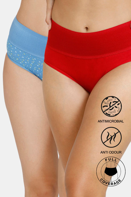 Buy Zivame Anti-Microbial High Rise Full Coverage Tummy Tucker Hipster  Panty (Pack of 2) - Assorted at Rs.210 online