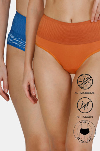 Buy Zivame Anti-Microbial High Rise Full Coverage Tummy Tucker Hipster  Panty (Pack of 2) - Assorted at Rs.270 online