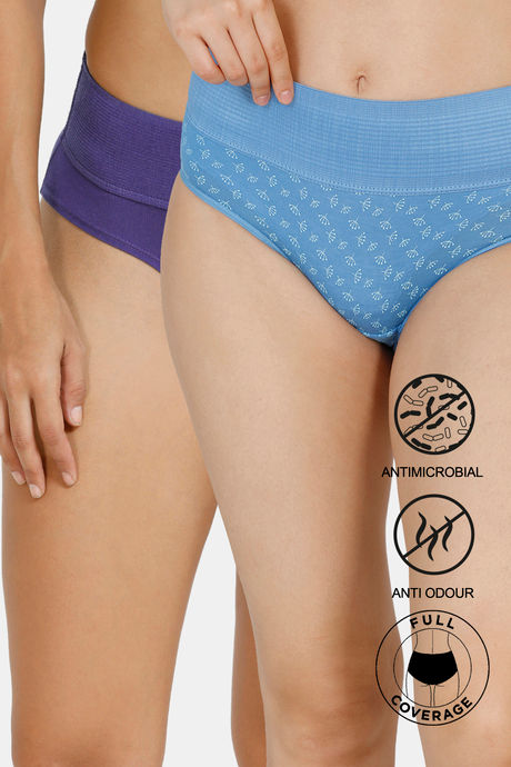 Buy Zivame Anti-Microbial High Rise Full Coverage Tummy Tucker Hipster Panty  (Pack of 2) - Assorted at Rs.180 online
