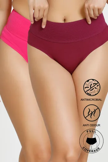 Buy Zivame Anti-Microbial High Rise Full Coverage Tummy Tucker Hipster  Panty (Pack of 2) - Assorted at Rs.180 online