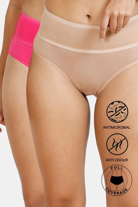 Buy Zivame Anti-Microbial High Rise Full Coverage Tummy Tucker Hipster  Panty (Pack of 2) - Assorted at Rs.210 online
