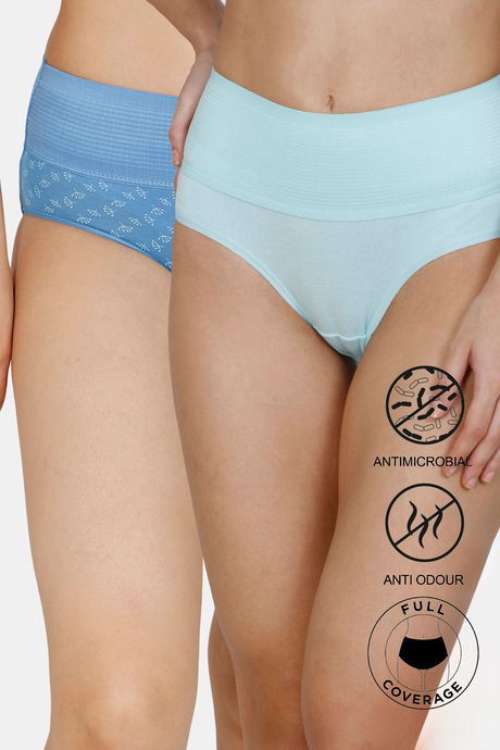 Buy Zivame Anti-Microbial High Rise Full Coverage Tummy Tucker Hipster Panty  (Pack of 2) - Assorted at Rs.337 online