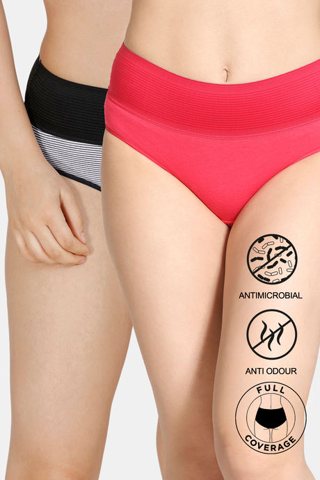 Buy Women's Pack of 2 Zivame Plain Tummy Trimmer Hipster Panties