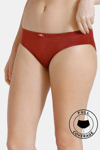 Buy Zivame Bloom Medium Rise Full Coverage Bikini Panty - Red