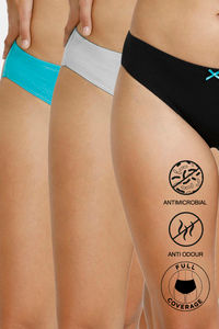 Buy Zivame Bikini Low Rise Full Coverage Anti-Microbial Panty (Pack of 3) - Anthracite Ceramic Grey