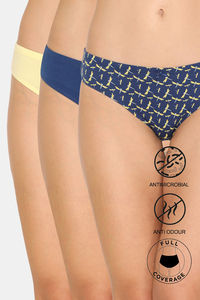 Buy Zivame Bikini Low Rise Full Coverage Anti-Microbial Panty (Pack of 3) - Dragon Pt Blue Chardy