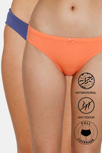 Buy Zivame Bikini Low Rise Anti-Microbial Panty (Pack of 2) - F Salmon D Cobalt