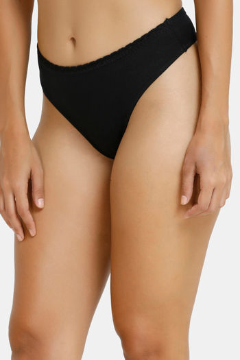 Buy Zivame Low Rise Zero Coverage Thong - Anthracite at Rs.164