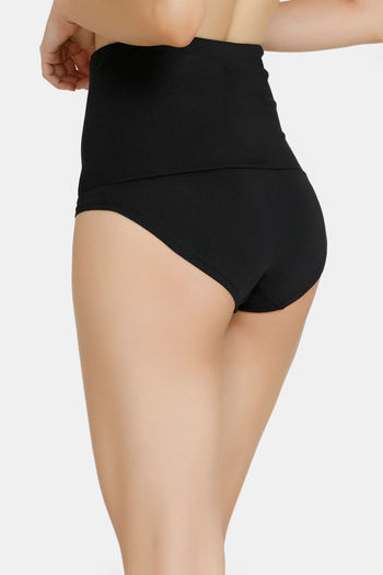 Buy Zivame High Rise Full Coverage Cotton Gusset Tummy Tucker Panty - Black  at Rs.200 online