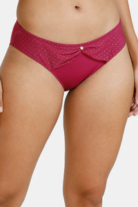 Buy Zivame Ornate Glitz Low Rise Bikini Panty With Mesh Detail - Wine