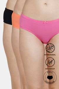 Buy Zivame Low Rise Full Coverage Hipster Panty (Pack Of 3) - Anthrct F Salmon Ibis Rose