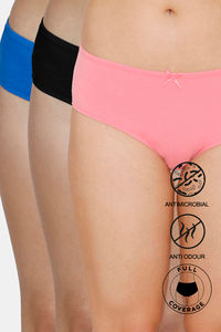 Buy Zivame Low Rise Full Coverage Hipster Panty (Pack of 3) - Anthrct Prncsblu Pinkcos