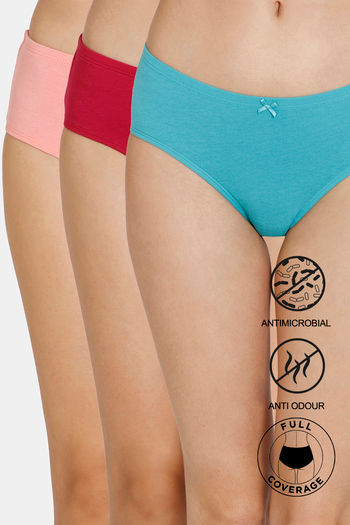 Zivame Low Rise Full Coverage Hipster Panty (Pack of 3) for Women - Assorted
