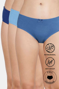Buy Zivame Mid Rise Hipster Panty (Pack Of 3) - Pacific River Blue