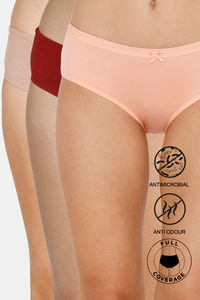 Buy Zivame Low Rise Full Coverage Hipster Panty (Pack Of 3) - Red Peach Roebuck