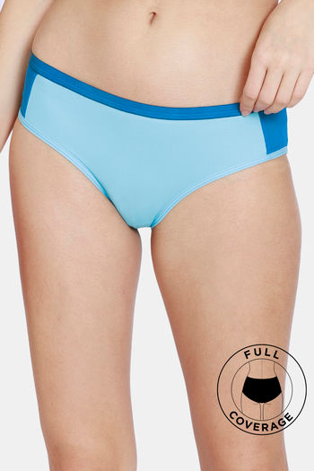 Buy Zivame Abstract Colorplay Mesh Low Rise Full Coverage Hipster Panty - Seaport