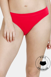Buy Zivame Medium Rise Full Coverage Seamless Bikini Panty - Lipstick Red