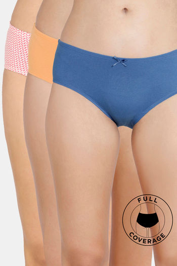 Buy Zivame Low Rise Full Coverage Hipster Panty (Pack of 3) - Assorted at Rs.280  online