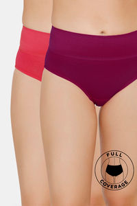 Buy Zivame High Rise Full Coverage Tummy Tucker Hipster Panty (Pack of 2) - Purple Potion Barbados Cherry