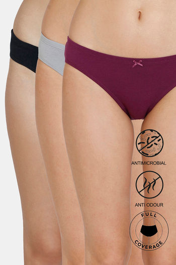 Buy Zivame Girls Anti-Microbial Medium Rise Full Coverage Hipster Panty ( Pack of 2) - Assorted at Rs.250 online