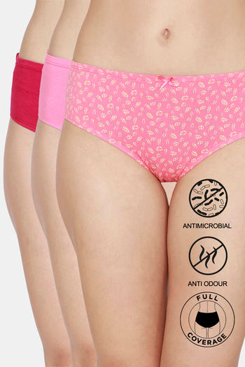 Zivame Low Rise Full Coverage Hipster Panty (Pack of 3) for Women - Assorted