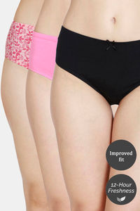 Buy Zivame Low Rise Full Coverage Hipster Panty  (Pack Of 3) - AOP Leaf Quartz Pink Anthracite