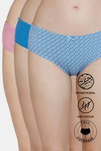 Buy Zivame Low Rise Full Coverage Hipster Panty (Pack Of 3) - Wind Print Valarta Blue Polignac