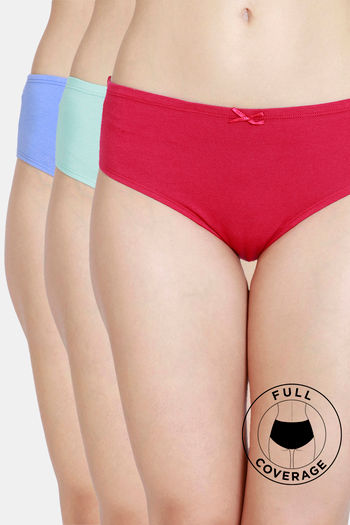 Buy Zivame Anti-Microbial Low Rise Full Coverage Hipster Panty (Pack of 3)  - Assorted at Rs.479 online