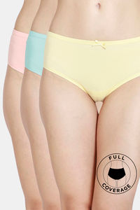 Buy Zivame Low Rise Full Coverage Hipster Panty (Pack of 3) - Aruba Yellow Peach Pearl