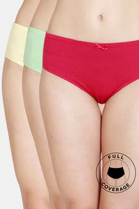 Buy Zivame Low Rise Full Coverage Hipster Panty (Pack of 3) - Cerise Green Yellow