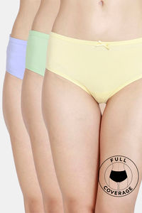 Buy Zivame Low Rise Full Coverage Hipster Panty (Pack of 3) - Green Sweet Yellow