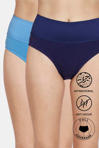 Buy Zivame Tummy Tucker Hipster High Rise Anti-Microbial Panty (Pack of 2) - Blue Depth Pacific Coast