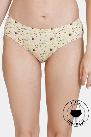 Buy Zivame Hand Drawn Medium Rise Full Coverage Hipster Panty - Apricot