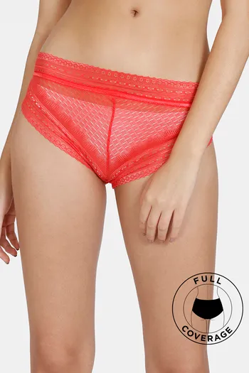 Buy Zivame Heartstopper Low Rise Full Coverage Hipster Panty - Hibiscus