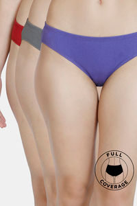 Buy Zivame Bikini Low Rise Full Coverage Panty (Pack of 3) - Charcoal Purple Garnet