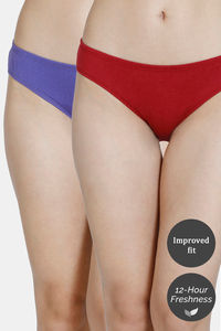 Buy Zivame Bikini Low Rise Full Coverage Panty  (Pack Of 2) - Purple Garnet