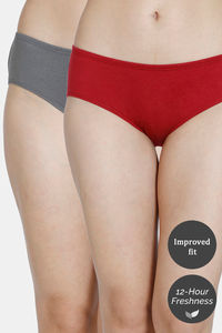 Buy Zivame Low Rise Full Coverage Hipster Panty  (Pack Of 2) - Charcoal Garnet