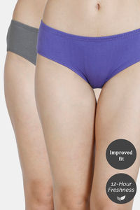 Buy Zivame Low Rise Full Coverage Hipster Panty  (Pack Of 2) - Charcoal Purple