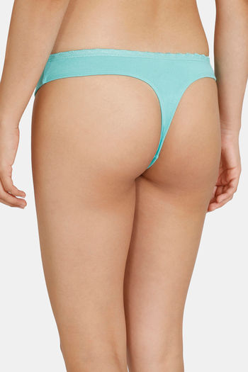 Buy Zivame Anti-Microbial Low Rise Zero Coverage Thong - Prism Pink online