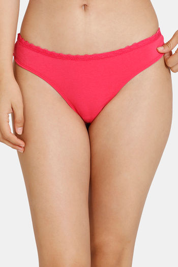 Buy Zivame Anti-Microbial Low Rise Zero Coverage Thong - Rouge Red Online