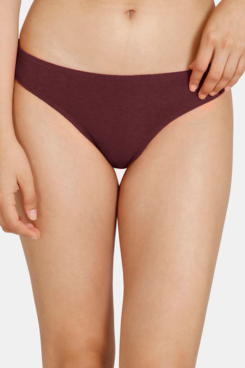 Buy Zivame Low Rise Zero Coverage Thong - Fig