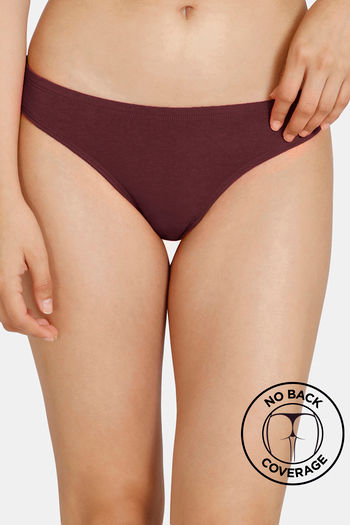 Buy Zivame Low Rise Zero Coverage Thong - Fig at Rs.120 online