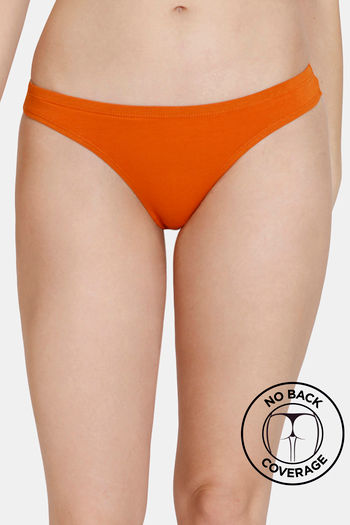 Zivame Low Rise Zero Coverage Thong - Gold Flame