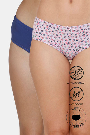 Buy Zivame Anti-Microbial Low Rise Full Coverage Hipster Panty (Pack of 2)  - Assorted at Rs.292 online
