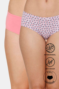 Buy Zivame Mid Rise Full Coverage Hipster Panty (Pack of 2) - Playful Triangles Pink Cos