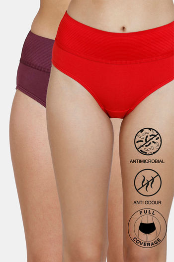 Buy Zivame Anti-Microbial High Rise Full Coverage Tummy Tucker Hipster  Panty (Pack of 2) - Assorted at Rs.350 online