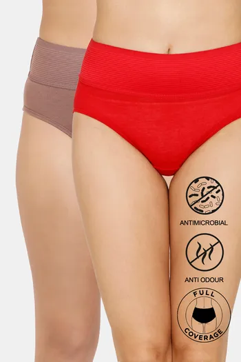 Buy Zivame Anti-Microbial High Rise Full Coverage Tummy Tucker Hipster Panty  (Pack of 2) - Assorted at Rs.699 online